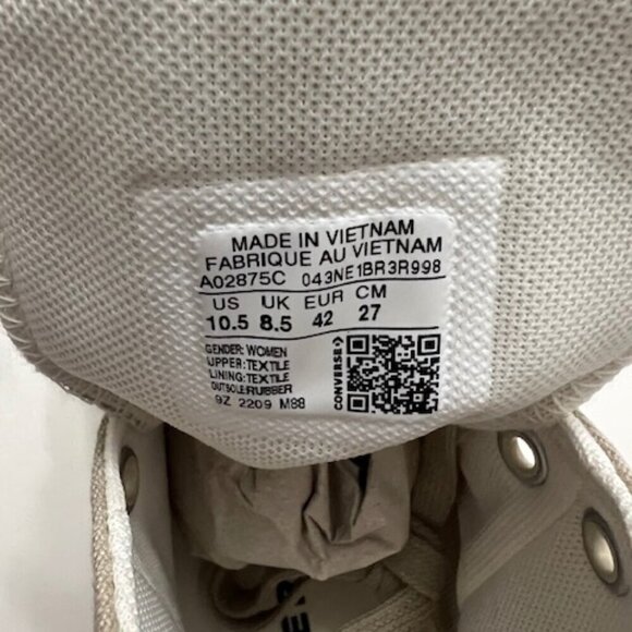 Converse Chuck Taylor All Star Workwear High Top Sneakers Beach Stone Egret 10.5 - Picture 8 of 9